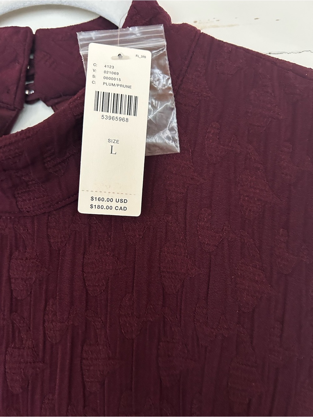 NWT Anthropologie Sleeveless Mock Neck Textured Jumpsuit - Burgundy. Size Large - Picture 4 of 7